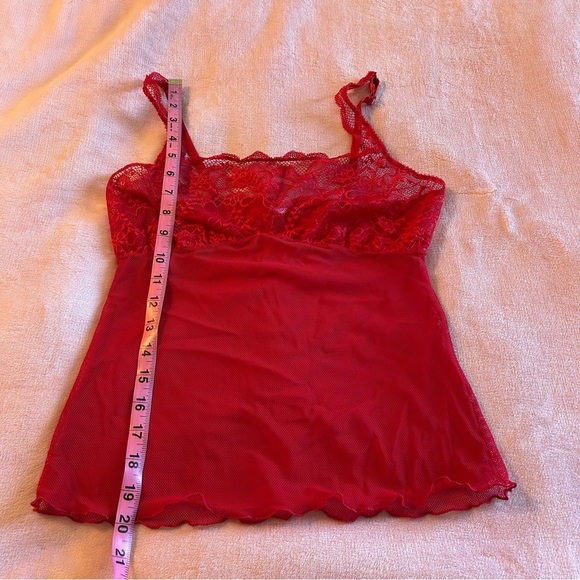 Jezebel Y2K red lace and fishnet sheer camisole size M floral - Picture 9 of 9